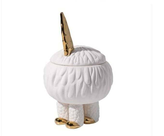 White Multi leg decorative Jar-A