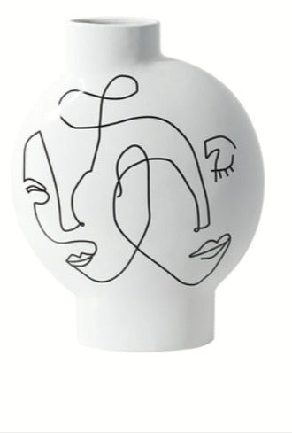 Accesorio Decorativo White Hand Painted Vase-B FLO