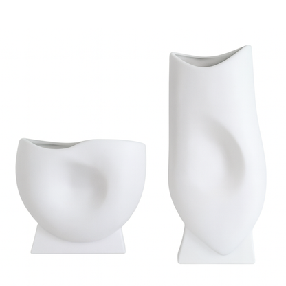 Round concave vase-White A