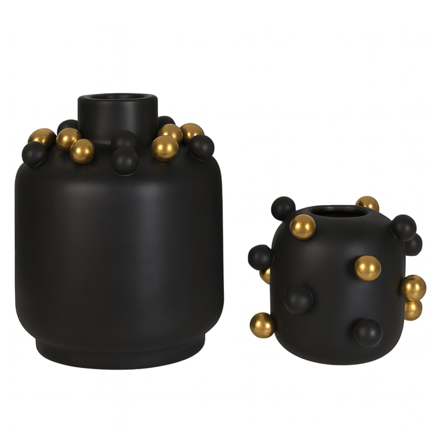 Black +little golden balls  vase A