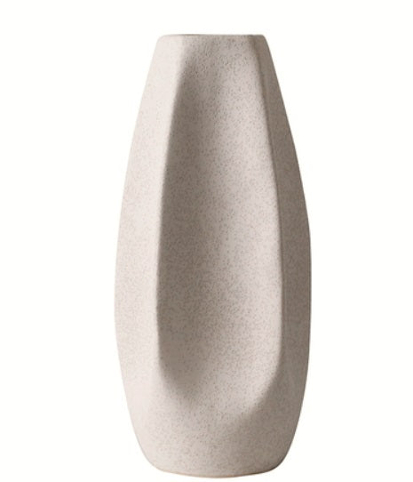 White Round flat vase -A