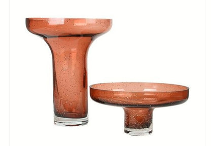 Dark red glass vase -B