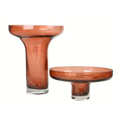 Dark red glass vase -A