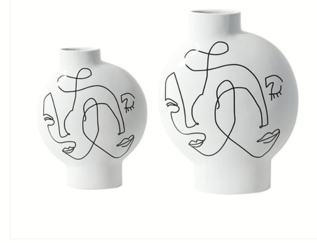 White Hand painted vase-B