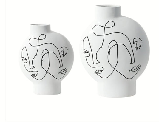 White Hand painted vase-B