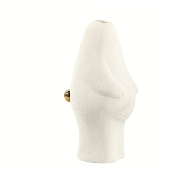 Sitting rabbit vase-white