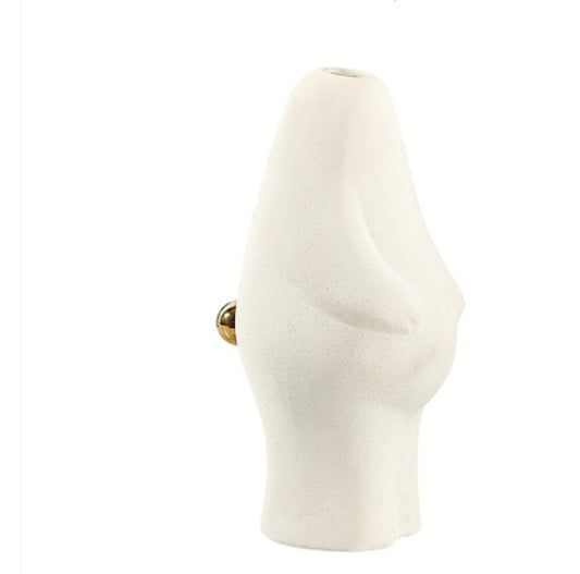 Sitting rabbit vase-white